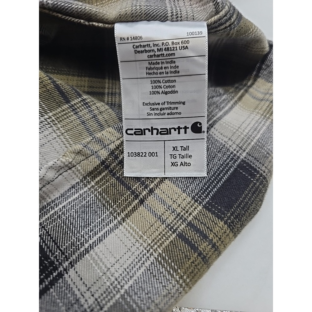 Carhartt Original Fit Men's 100% Cotton Campcore Outdoor Flannel XL TALL Shirt - Picture 10 of 10